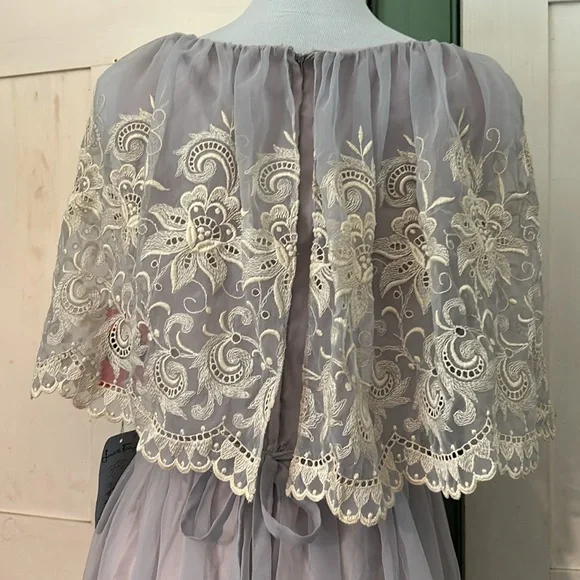 🔥RARE!🔥NOSWT Aventura Carrie Couture Lace & Chiffon Party Wedding Dress 60-70s - Picture 5 of 8